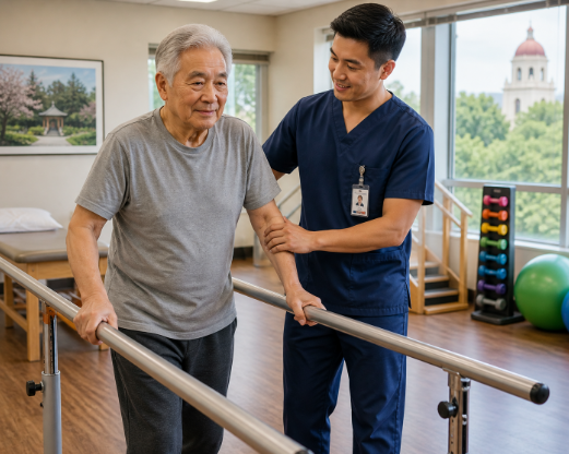 older adult in rehabilitation session at Pasadena skilled nursing facility